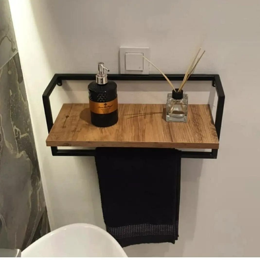 Wall Mounted Floating Shelf With Towel Holder Towel Hook Etsy Canada