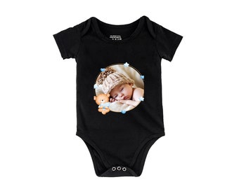 Custom Photo Baby Bodysuit photo romper Bodysuit Custom Birthday Gift Custom Text Baby Bodysuit Personalized Mother's Day Gift baby t-shirt