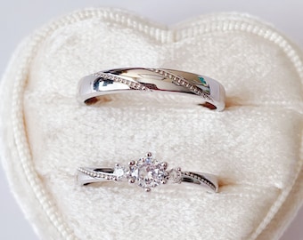 Couple Rings, Matching Rings, Ring Set, Wedding Bands, Adjustable Rings, Diamond Rings,Sterling Silver Rings,Promise Rings EM271