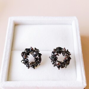 Black Zirconia Stud Earrings, Black Crystal Earrings Studs, CZ Stone Stud Earrings, CZ Stone Studs, Gift For Her EM221