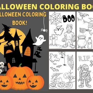 Halloween Coloring Book, Halloween Printable Coloring Sheets, Printable Halloween Coloring Book, Coloring Pages, Halloween Book