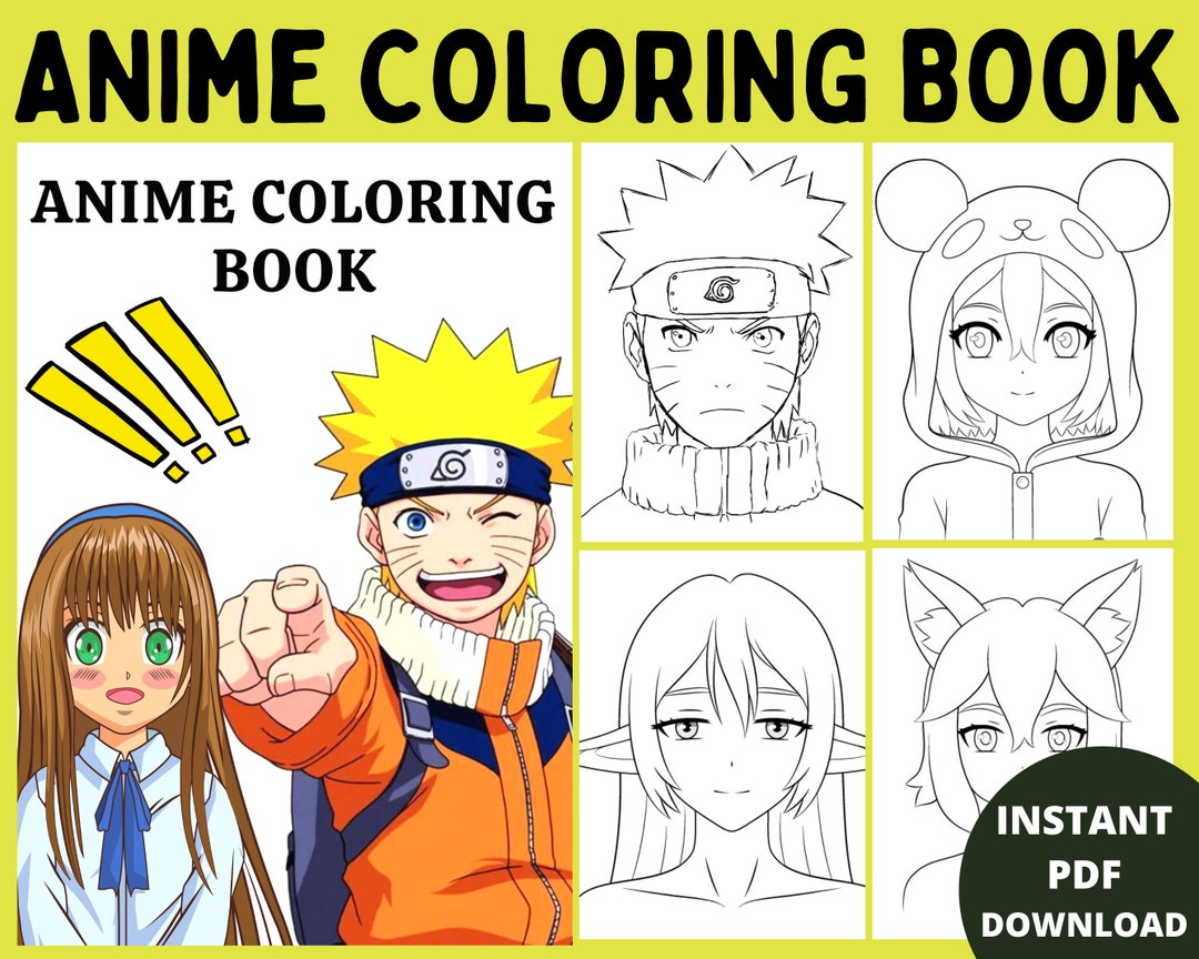 Anime Coloring Book, Anime Printable Pdf, Adult Coloring Book Pdf