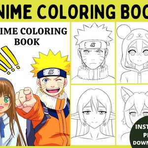 Anime Coloring Book, Anime Printable Pdf, Adult Coloring Book Pdf, Watercolor Coloring, Coloring Page Download, Digital Downloads