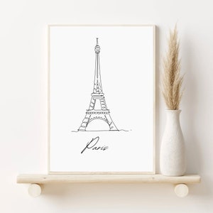Paris France Travel Print Digital Download, Black And White Eiffel Tower Travel Print, Black And White Eiffel Tower, Paris Digital Download