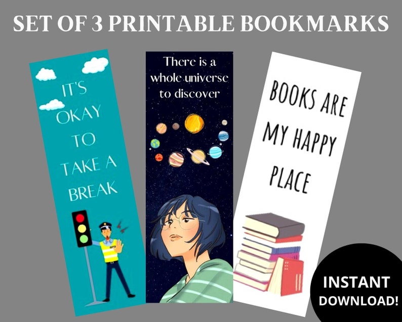 Printable Bookmark Printable Bookmark Template Digital Etsy