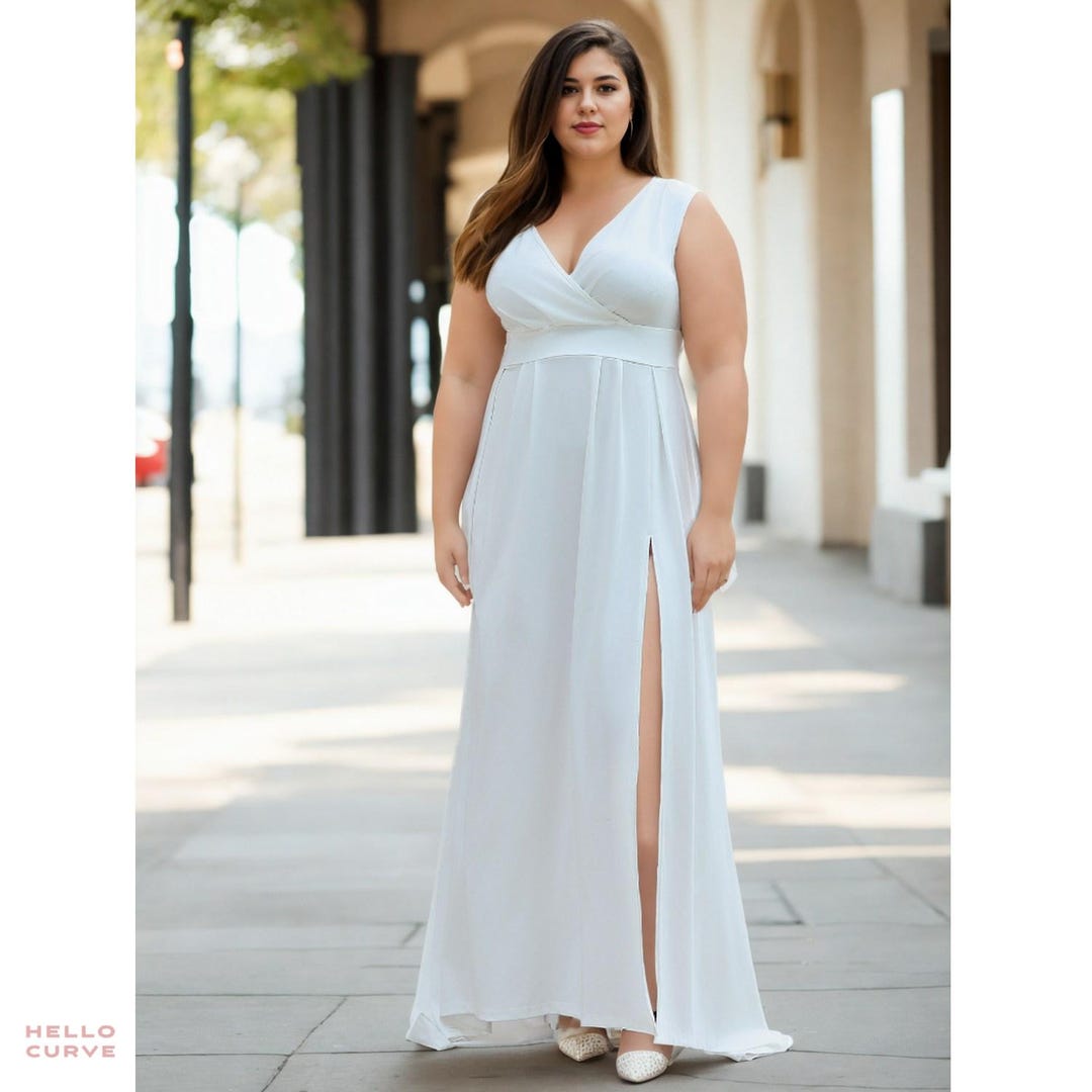 Plus Womens‘ Cowl Neck Sleeveless  A Line Formal Dress