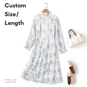 Plus Size White Modern Floral Qipao Cheongsam Chinese Oriental Cocktail Cosplay Mother of The Bride Wedding Guest Formal Long Sleeve Dress