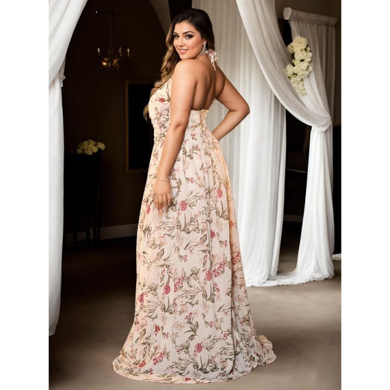 slim fit dress slacks Plus Size Printed Floral Dress Midi R&M Richards 1350W