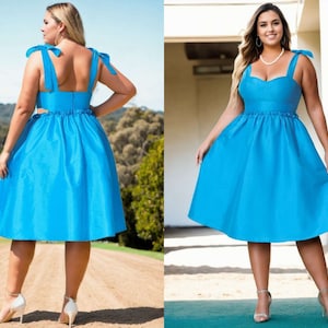 Milan Plus Size Sweetheart Neck Bustier Aqua Blue Bright Fit Flare Semi Formal Wedding Guest Birthday Party Cocktail Race Sleeveless Dress