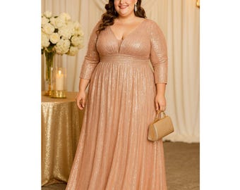 Plus Size Wedding Simple Long Sleeve Dress For Chubby Arabic Grey Mermaid  Plus Size Evening Dresses