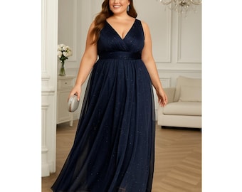 sachin and babi light blue dress Elegant long party dress large size lace : INVITADISIMA