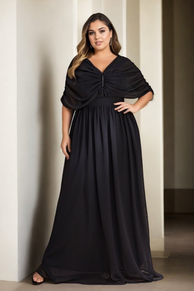 blue dress for baby girl Cheap Black Satin Maxi Formal Dresses A Line Long Plus Size Prom Dresses  |Sheergirl.com – SheerGirl main image 0