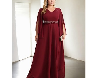 sachin and babi light blue dress Red Chiffon Plus Size Evening Dresses