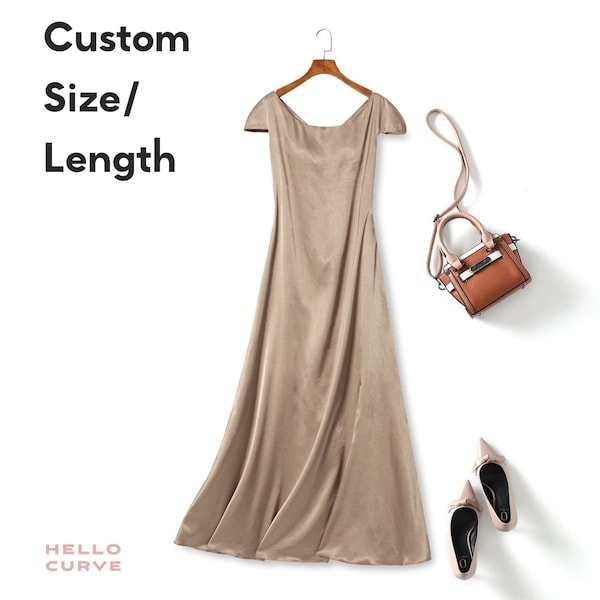 Plus Size Champagne Gold Simple Round Neck Mother of the Bride Groom Prom Formal Fishtail Party Short Sleeve Evening Bridesmaid Dress Gown