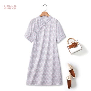 Plus Size Modern Chevron Casual Qipao Cheongsam Chinese Mandarin Mod Oriental Cocktail Mother of The Bride Groom Formal Wedding Guest Dress