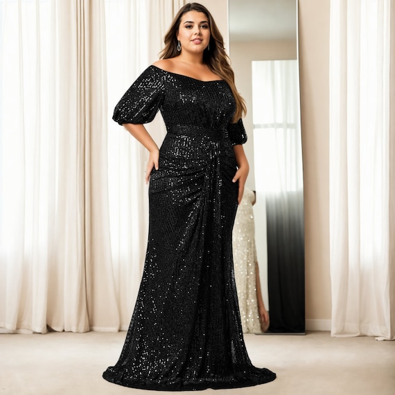 Sequin Dhgate Long Sleeve Lace Prom Dress Plus Size Women's Plus
