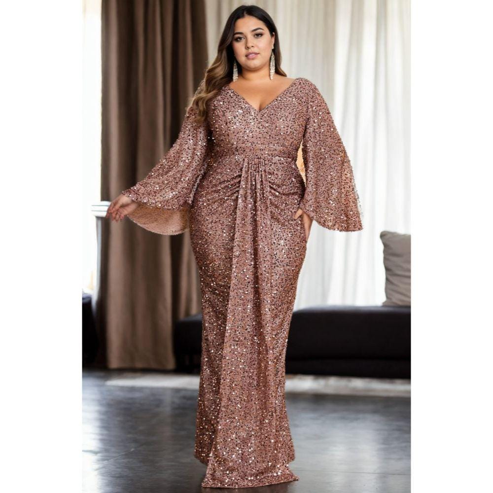 brown prom dress plus size Plus-Size Strapless Sweetheart Prom Dress CL7496C Sienna / 16 main image 0