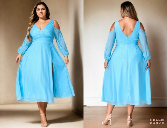 Aqua blue dress plus size hotsell