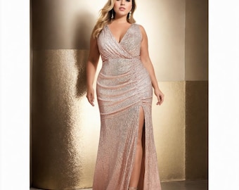 slim fit dress slacks Plus-Size Long Prom Dress with Puff Sleeves main image 1