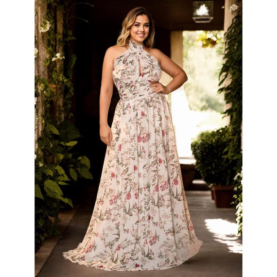 formal dresses ottawa stores Plus Size Haltered Double Flare Dress