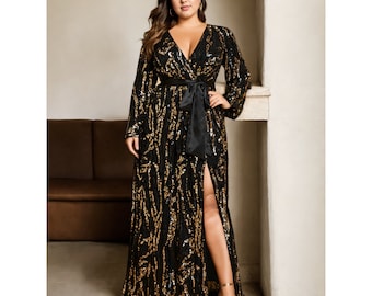 Plus Size Sequin Wrap Dress: Custom Multiway Infinity Gown - Etsy