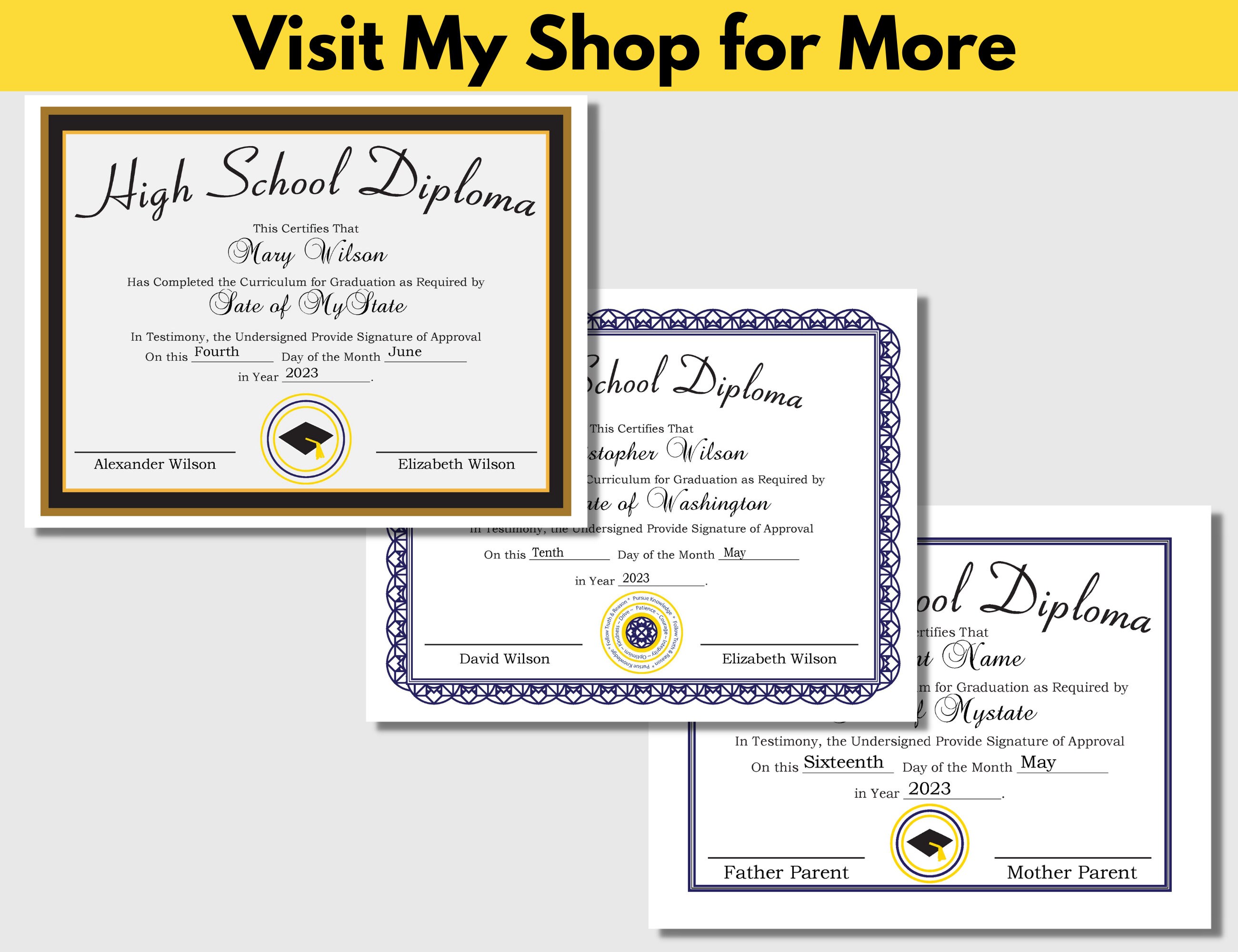 Homeschool Diploma Template Edit the Template &amp; Print to - Etsy