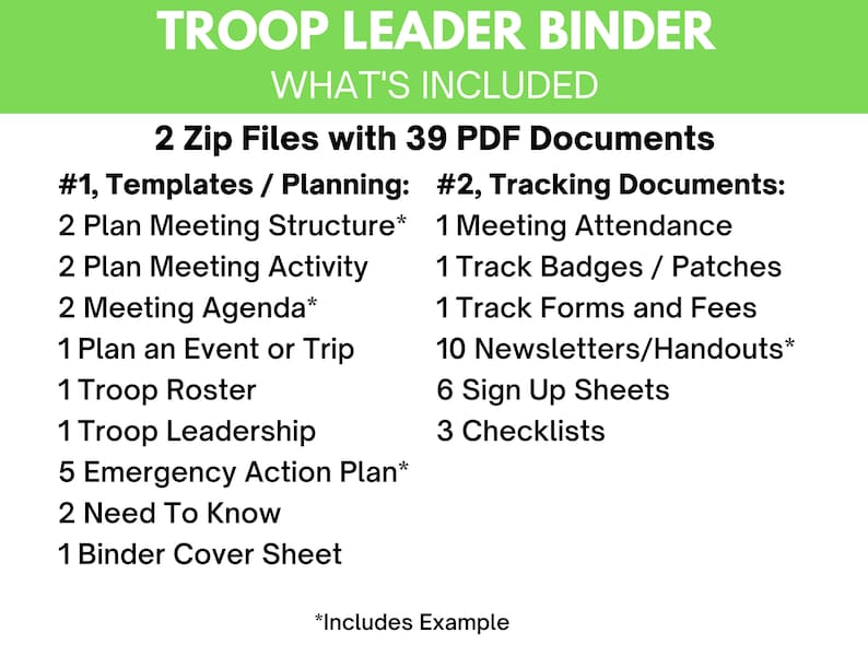 Scout Troop Leader Binder! Planning For- Meeting, Activity, Trip ...