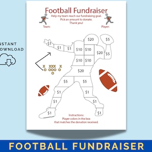 Outil de suivi des collectes de fonds pour le football, les joueurs peuvent suivre leurs objectifs de collecte de fonds individuels. Coloriez le joueur de football et voyez vos progrès, AMUSEZ-VOUS !