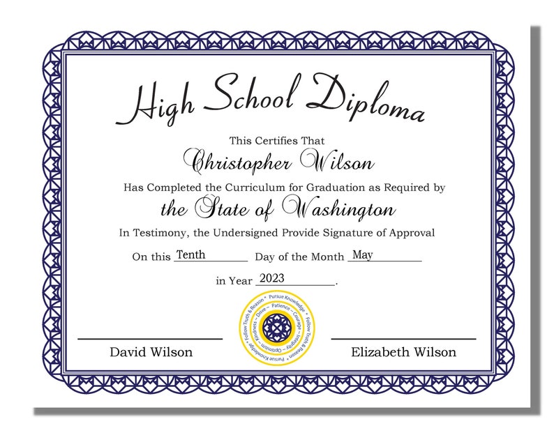 Editable Homeschool Diploma Template | Printable Certificate With Seal ...