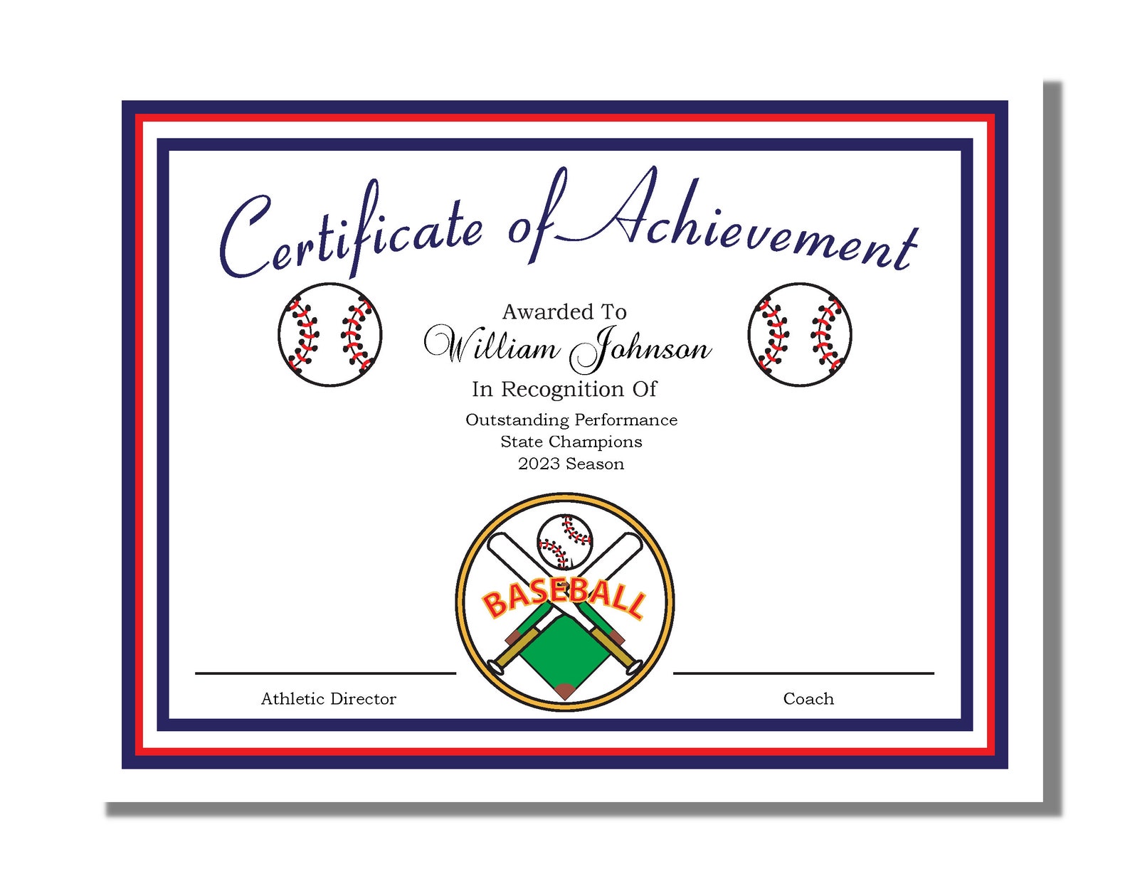 Baseball Certificate Template for Awards, Support Great Athletes With