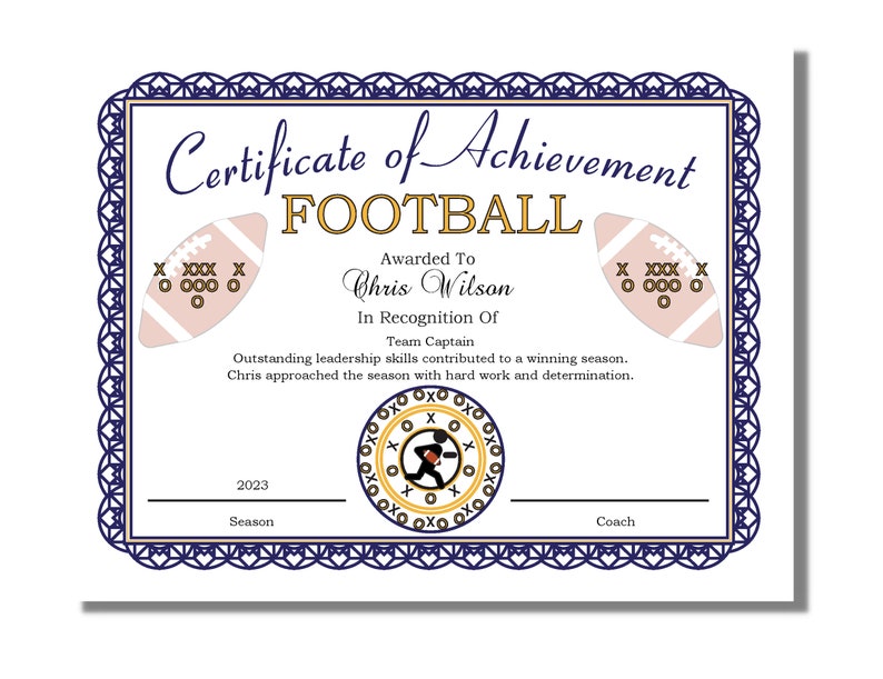 Football Certificate Template for Football Awards, Editable Football ...