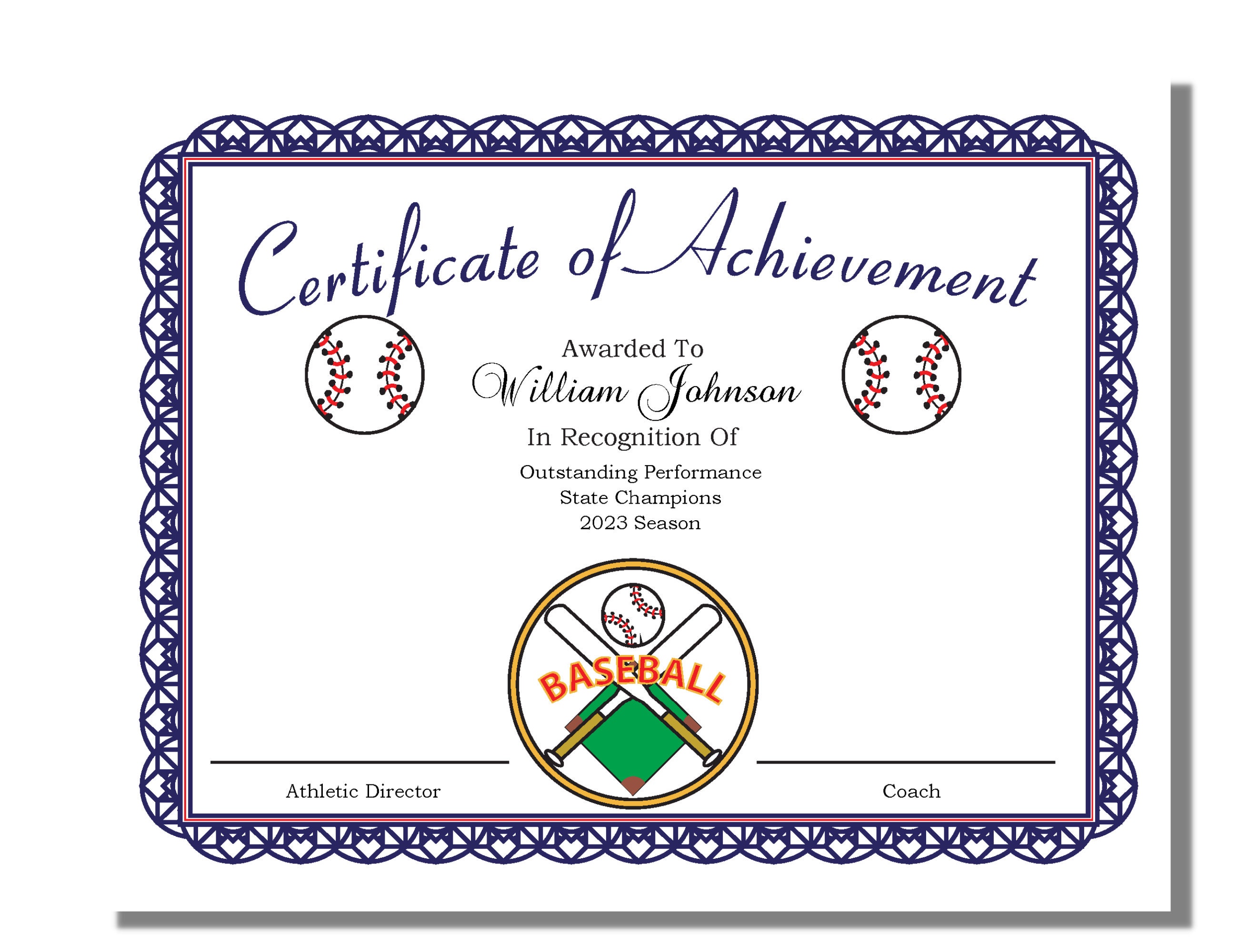 Baseball Certificate Template for Baseball Awards Editable Etsy