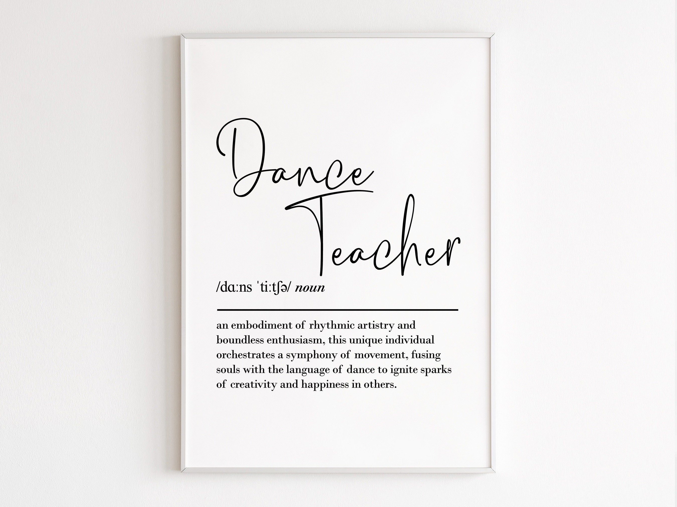 Dance Teacher Definition Printable Wall Art Digital Etsy