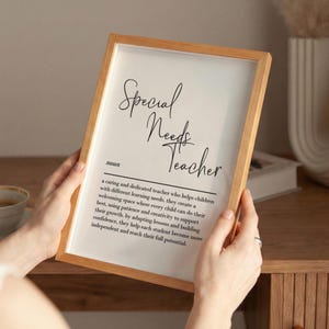 Special Needs Teacher definition, printable wall art, digital download, teacher gifts, teacher appreciation, thank you gift, end of term