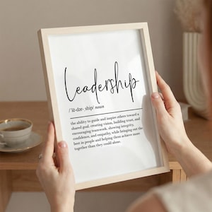 Leadership definition, printable wall art, digital download, team leader gifts, office poster, manager gifts, difference maker