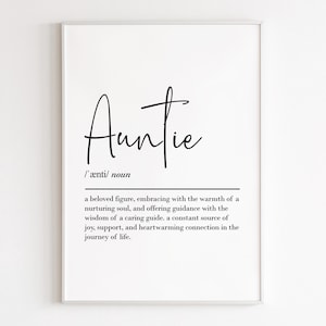 Auntie definition, printable wall art, digital download, auntie gift, birthday gift for her, gift from niece, gift from nephew, auntie to be