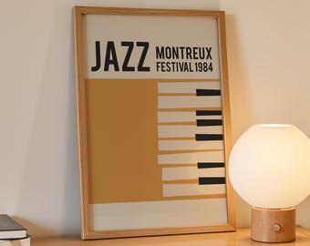 Jazz Poster, printable wall art, digital download, retro print, mid century modern, music poster, living room decor, vintage poster
