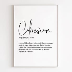 Cohesion definition, printable wall art, digital download, work bestie, leaving gift work colleague, farewell gift for coworker, team gifts
