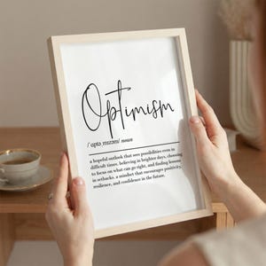 Definizione di ottimismo, arte murale stampabile, download digitale, poster sulla resilienza, arte murale motivazionale, poster sulla mentalità di crescita