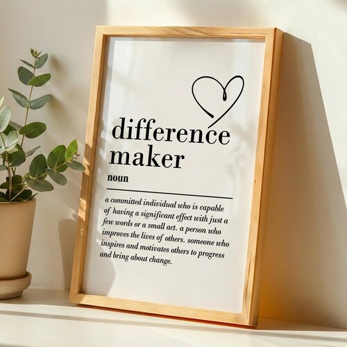 Définition Difference Maker, art mural imprimable, téléchargement numérique, cadeaux pour enseignant, cadeaux de remerciement, cadeau de mentor, cadeau d'entraîneur, cadeau pour elle
