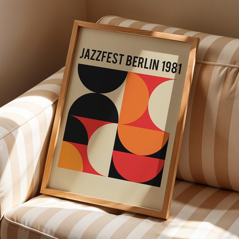 Jazz Poster, printable wall art, digital download, retro print, mid century modern, music poster, living room decor, vintage poster image 6