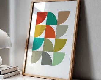 Mid Century Modern, printable wall art, digital download, abstract wall art, minimalist print, retro print, living room decor, geometric art