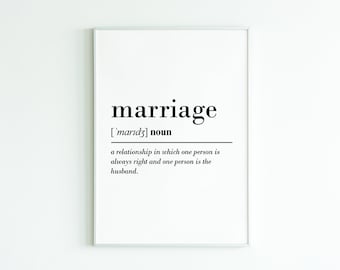 Definición de matrimonio, arte de pared imprimible, descarga digital, regalos de matrimonio, regalo de parejas, impresiones de dormitorio, regalos de aniversario, regalo de cumpleaños