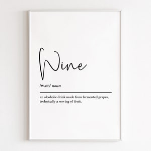 Definición de vino, arte mural imprimible, descarga digital, impresión de vino, imprimible de vino, regalos de vino, póster de vino, arte mural de cocina, impresiones de cocina