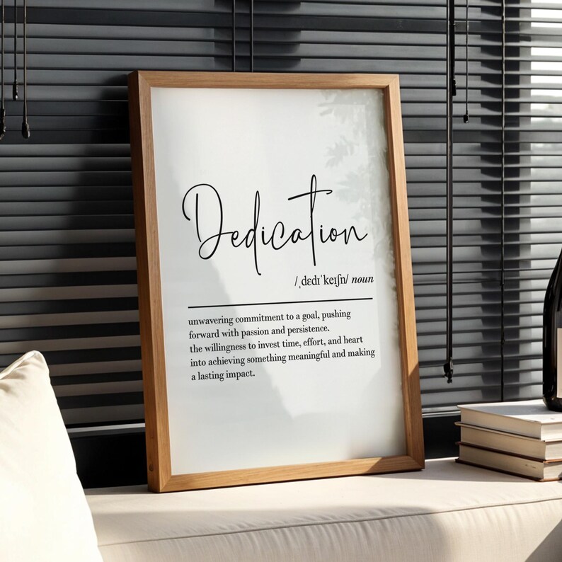 Dedication Definition, Printable Wall Art, Digital Download, Resilience ...