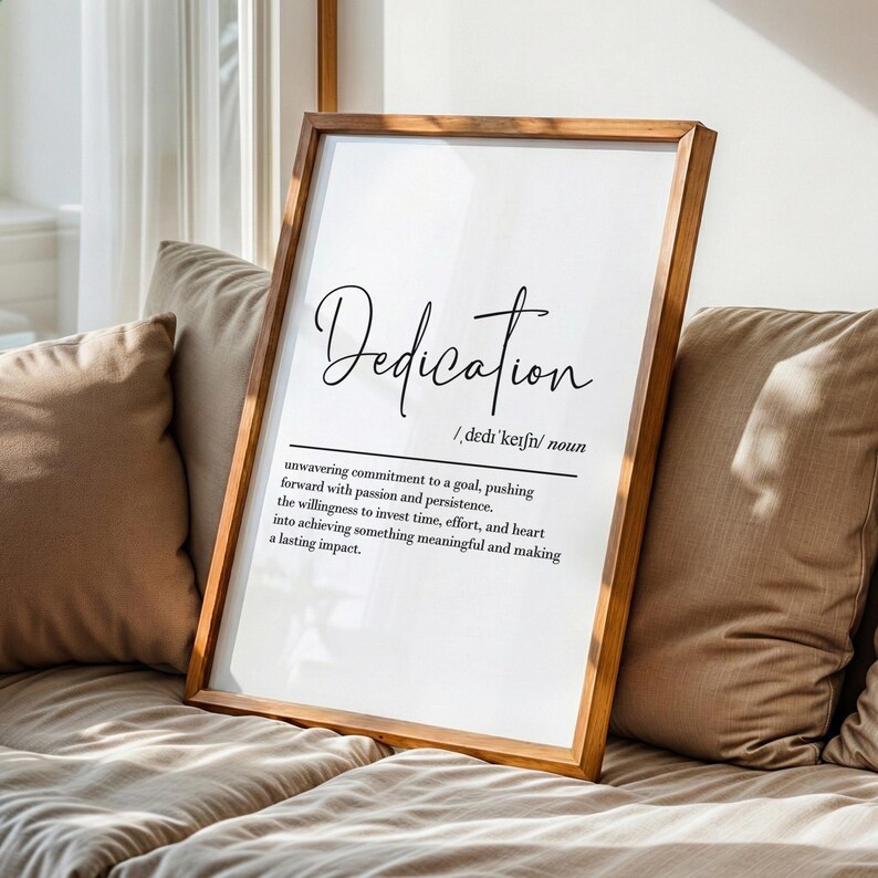 Dedication Definition, Printable Wall Art, Digital Download, Resilience ...