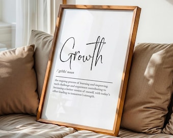 Growth definition, printable wall art, digital download, growth poster, motivational quotes, inspirational wall art, resilience poster