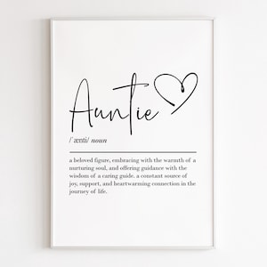 Auntie definition, printable wall art, digital download, auntie gift, birthday gift for her, gift from niece, gift from nephew, auntie to be