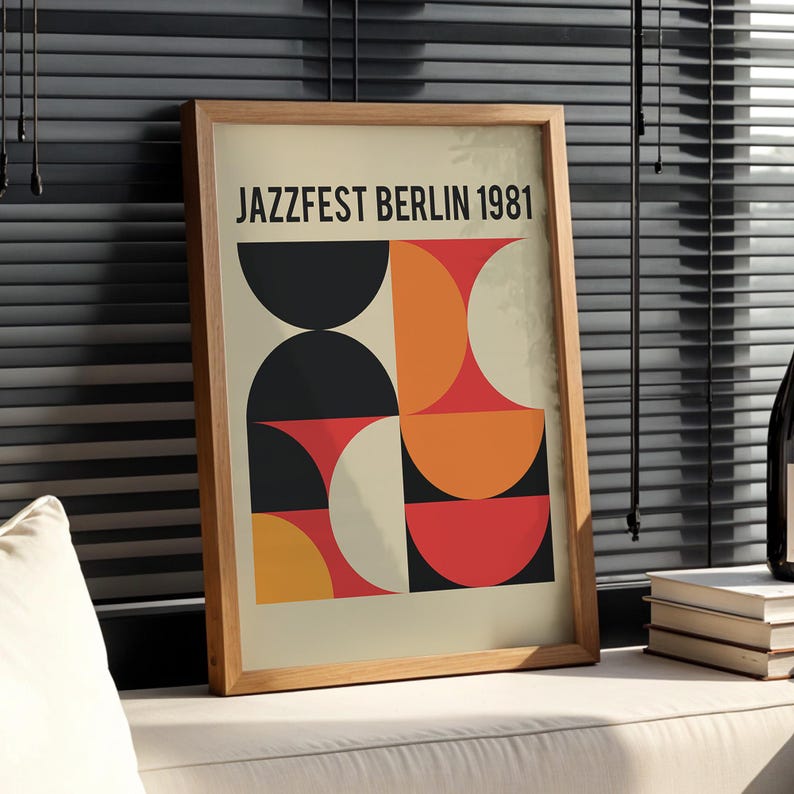 Jazz Poster, printable wall art, digital download, retro print, mid century modern, music poster, living room decor, vintage poster image 5