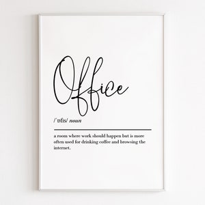 Office definition, printable wall art, digital download, office wall art, office decor, work from home, work prints, team gifts
